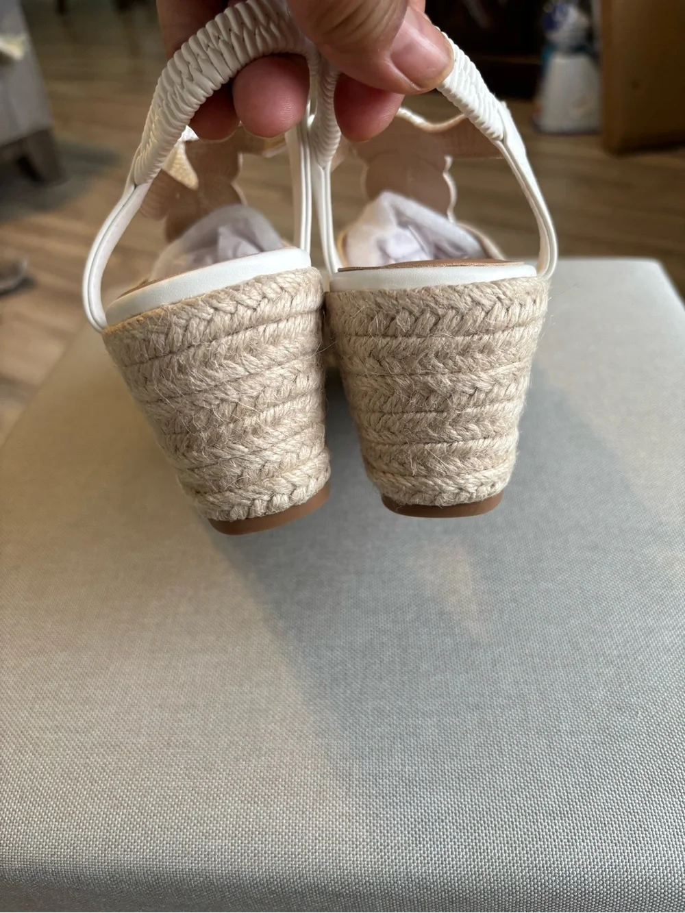 Women’s White Woven Espadrille Wedge Sandals